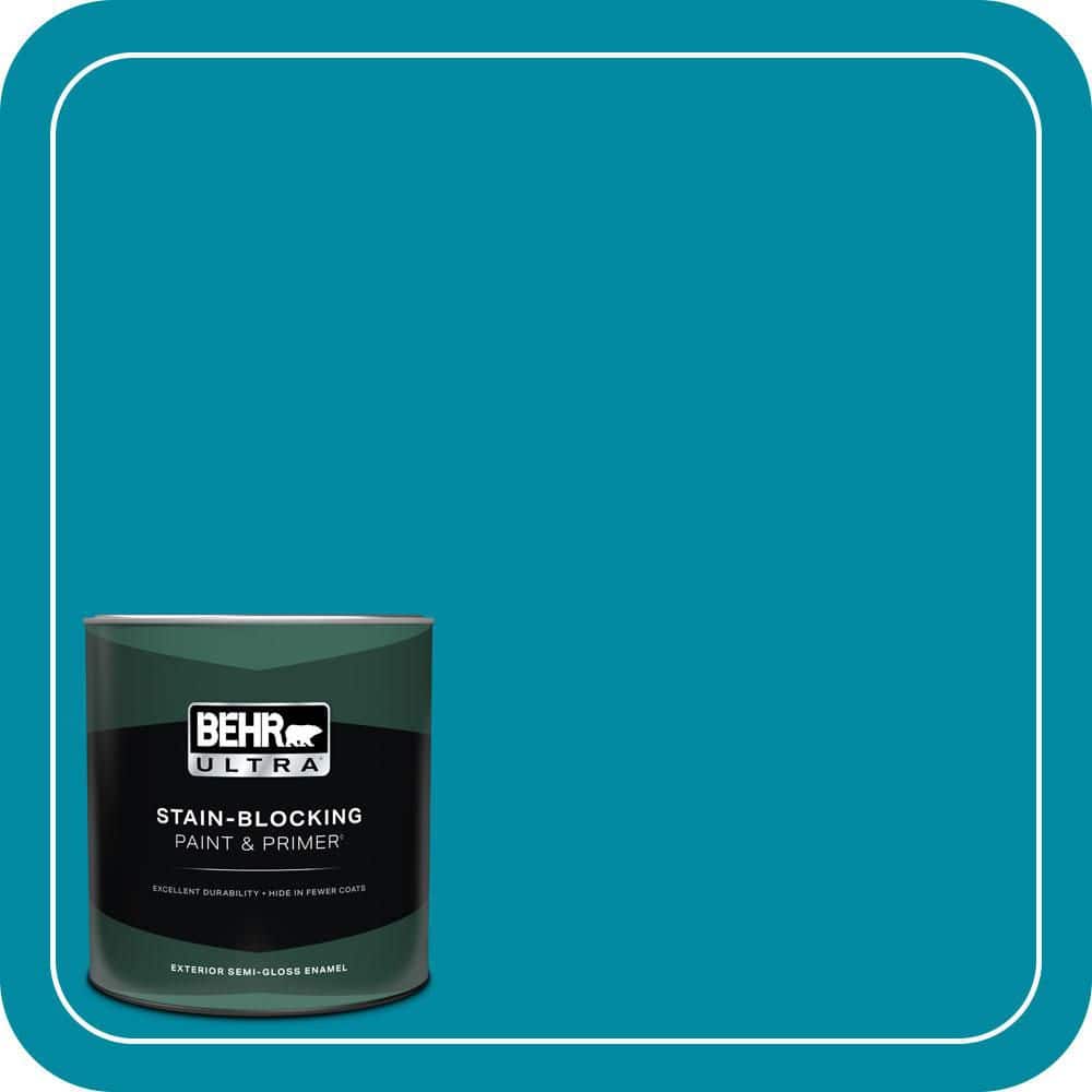 BEHR ULTRA 1 qt. #P480-6 Aruba Blue Semi-Gloss Enamel Exterior Paint & Primer
