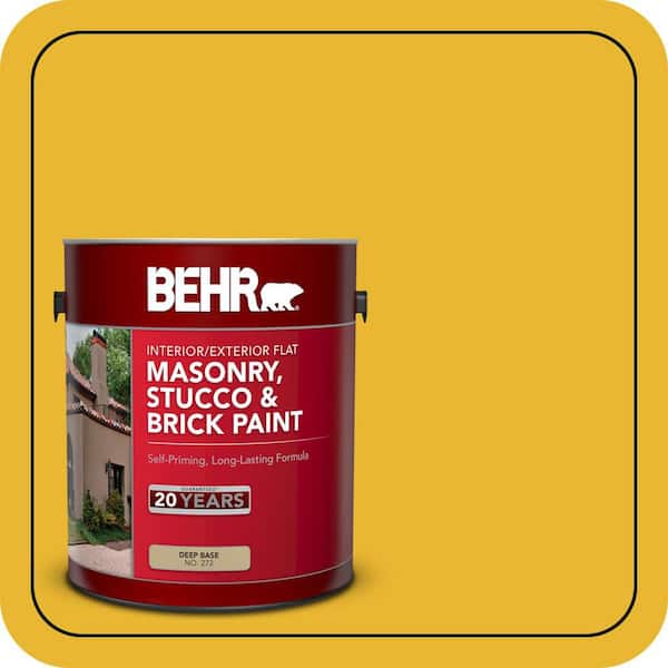 BEHR 1 gal. #OSHA-6 OSHA SAFETY YELLOW Flat Interior/Exterior Masonry, Stucco and Brick Paint (2)