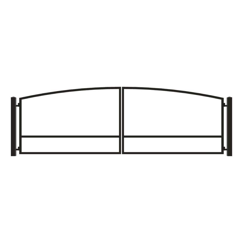 Unbranded Driveway Gate — Swing, Center, Arch, Black — 230"W x 72"H (1)