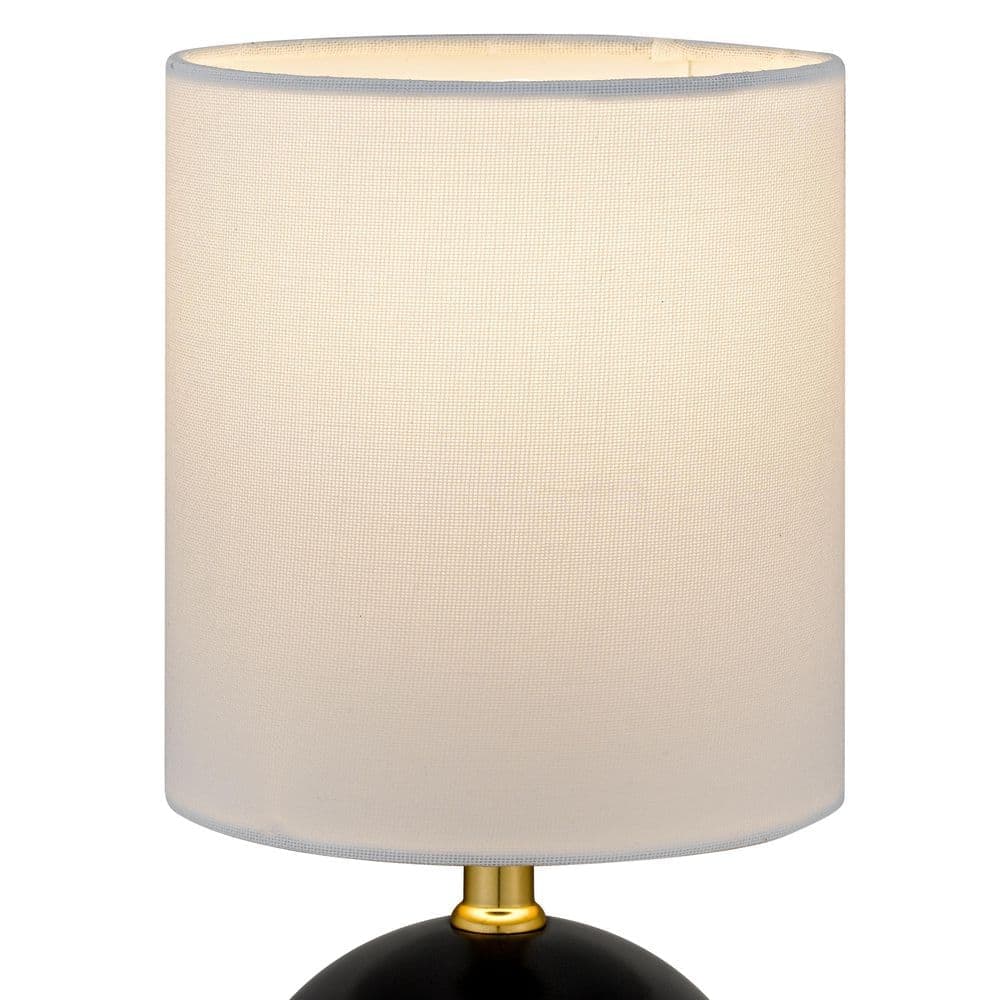 Quoizel Corin 12 in. Matte Black and Painted Gold Modern Table Lamp with White Fabric Drum Shade (3)