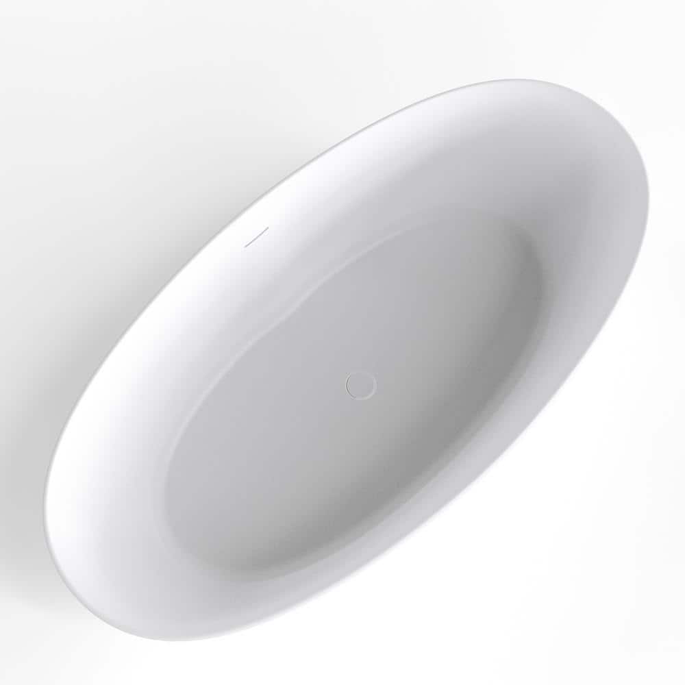 Dimakai 66.9 in. x 33.5 in. Soaking Bathtub with Center Drain in Glossy White (2)