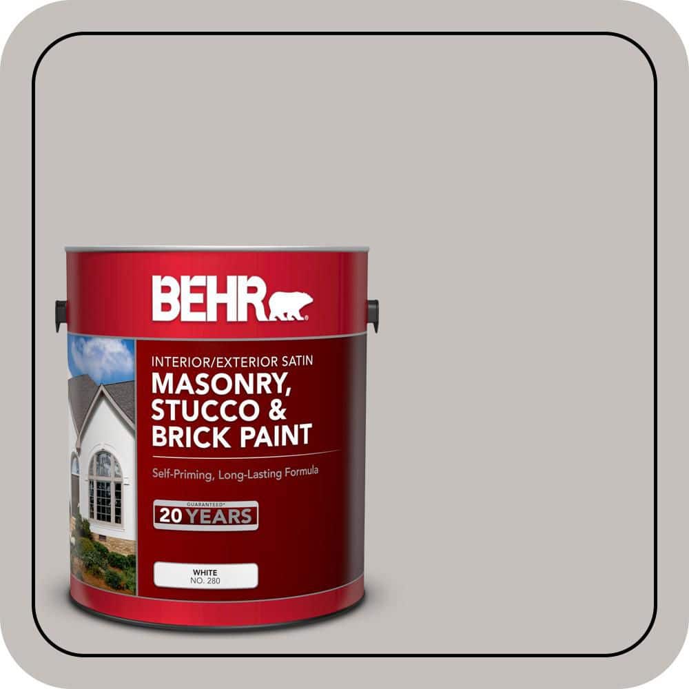 BEHR 5 gal. #PPU18-10 Natural Gray Satin Interior/Exterior Masonry, Stucco and Brick Paint