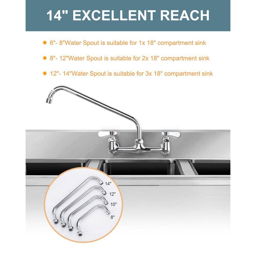 IVIGA 14 in. Commercial Faucet Swivel Spout Replacement in Polished Chrome with 1.8 & 2.2 GPM Aerator and G3/4 Internal Thread (2)