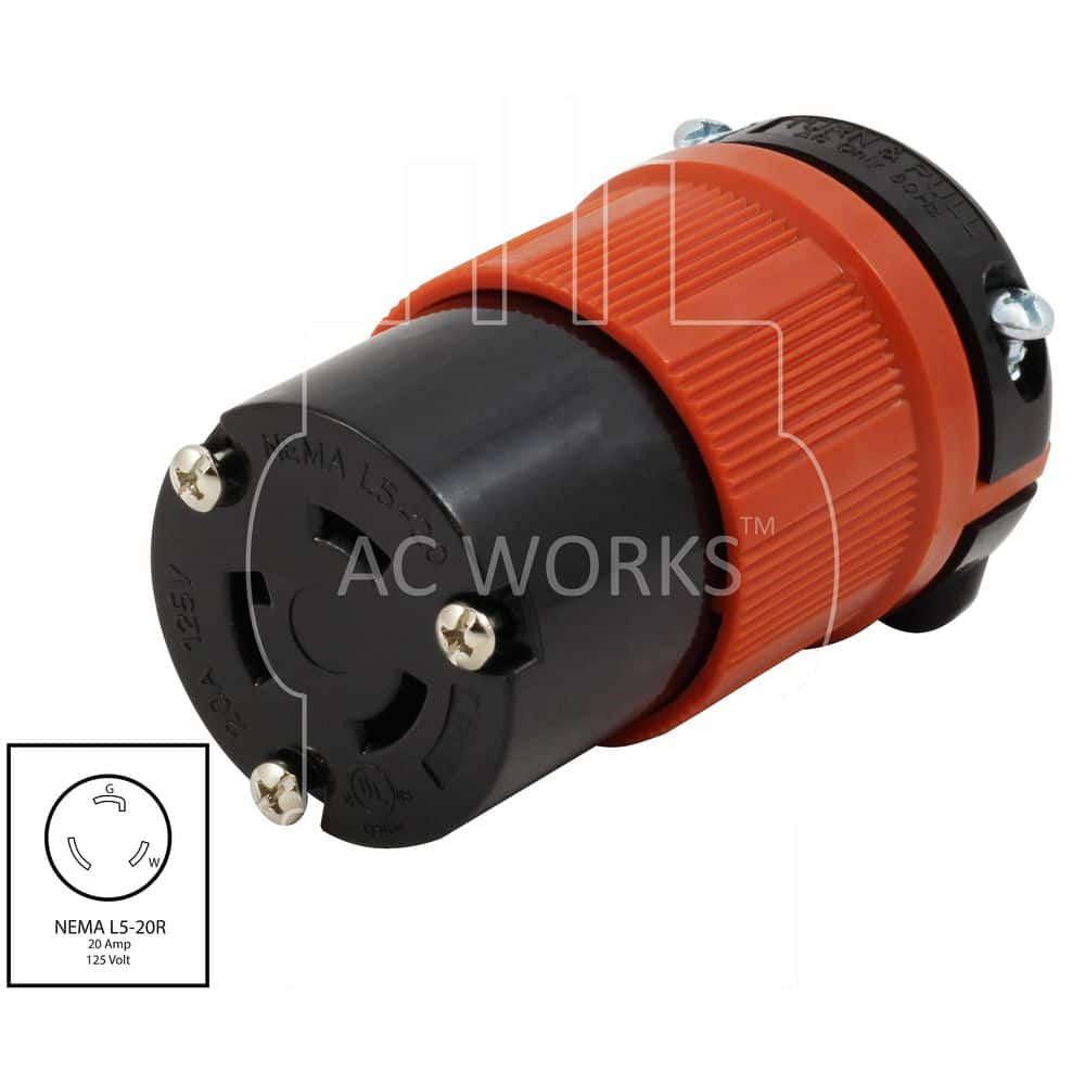 AC WORKS NEMA L5-20R 20A 125V 3-Prong Locking Female Connector with UL, C-UL Approval (2)