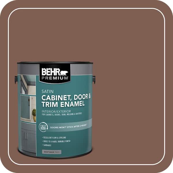 BEHR PREMIUM 1 gal. #N160-6 Spanish Chestnut Satin Enamel Interior/Exterior Cabinet, Door & Trim Paint (2)