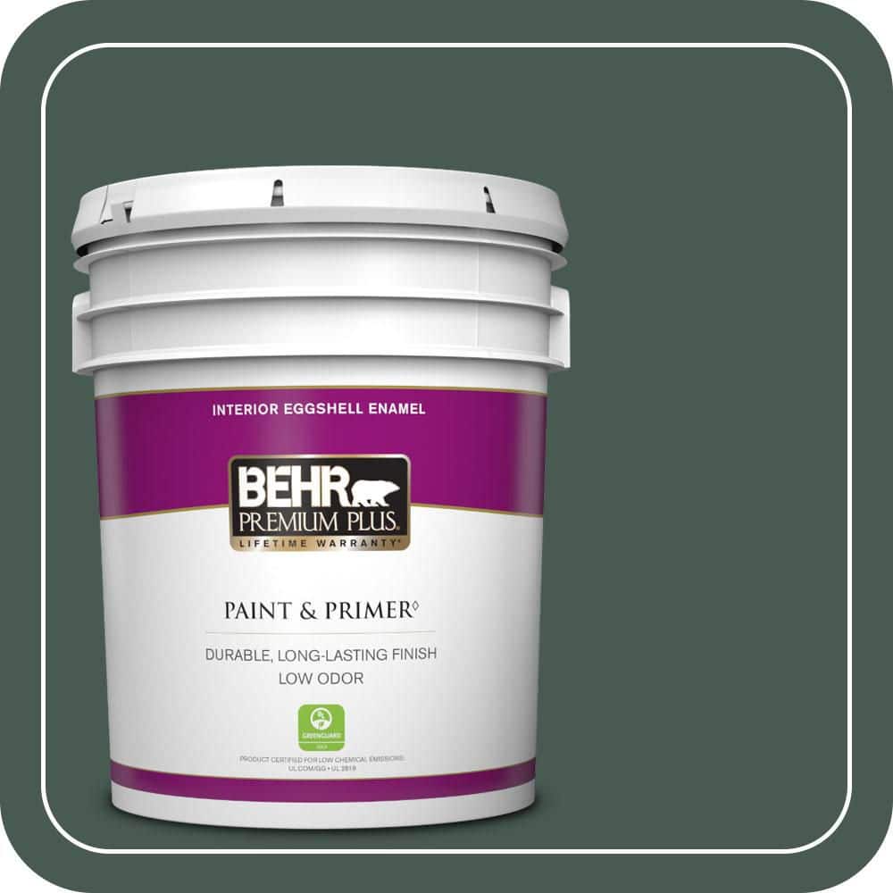 BEHR PREMIUM PLUS 5 gal. #S420-7 Secluded Woods Eggshell Enamel Low Odor Interior Paint & Primer