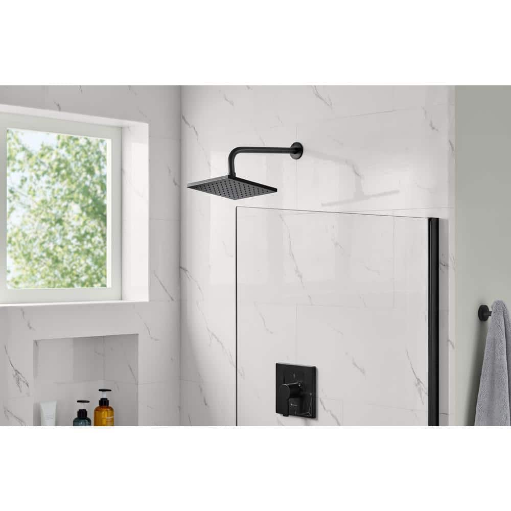 Glacier Bay Modern 1-Spray Pattern 8.8 in. Single Wall Mount Fixed Shower Head in Matte Black (3)