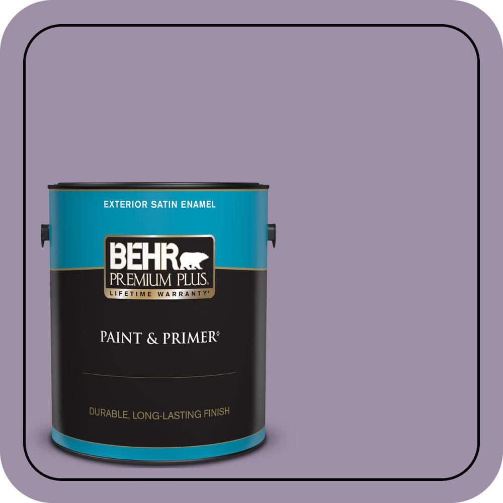 BEHR PREMIUM PLUS 1 gal. #S100-4 Ancestry Violet Satin Enamel Exterior Paint & Primer