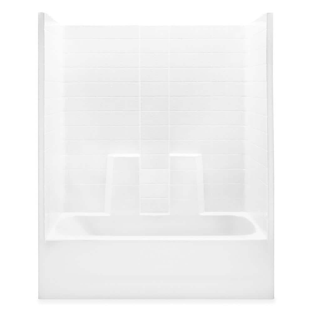 Aquatic Everyday 60 in. x 30 in. x 72 in. 1-Piece Bath and Shower Kit with Right Drain in White (1)