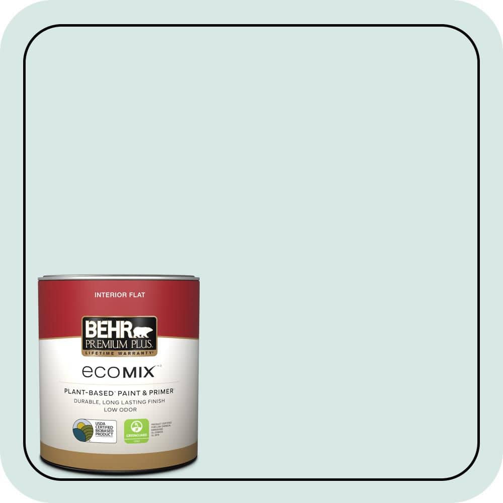 BEHR PREMIUM PLUS 1 qt. #500E-2 Aqua Breeze Flat EcoMix Plant-Based Interior Paint & Primer (1)
