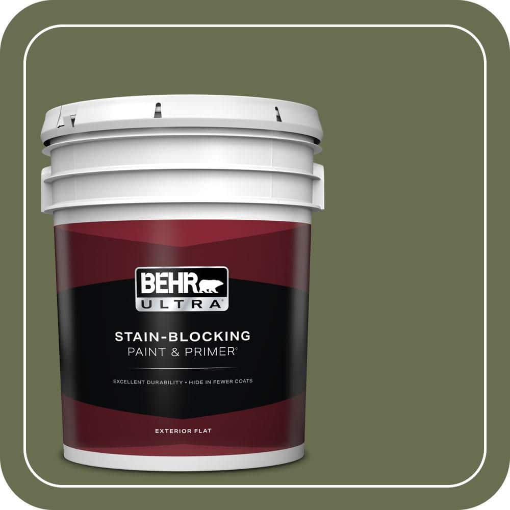 BEHR ULTRA 5 gal. #S380-7 Global Green Flat Exterior Paint & Primer