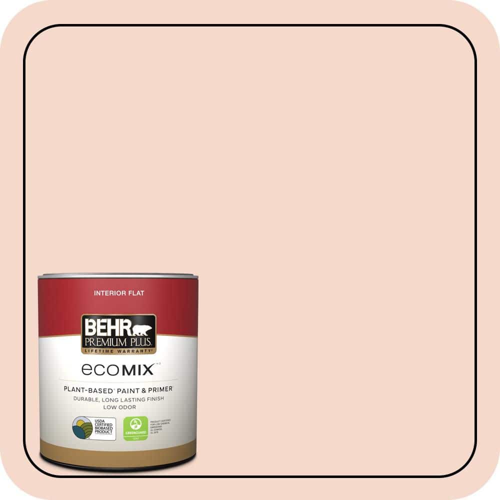 BEHR PREMIUM PLUS 1 qt. #M190-1 Pink Sea Salt Flat EcoMix Plant-Based Interior Paint & Primer (1)