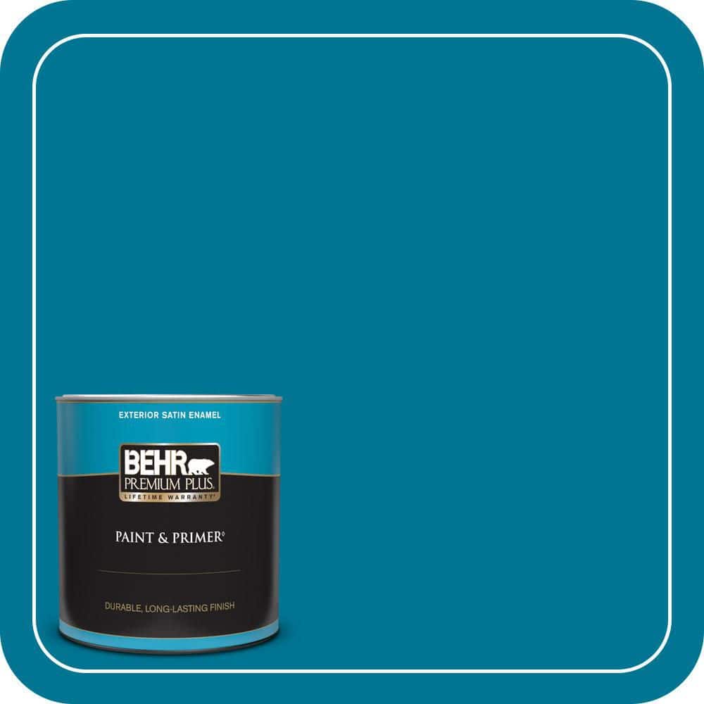 BEHR PREMIUM PLUS 1 qt. #S-G-520 Blue Luxury Satin Enamel Exterior Paint & Primer