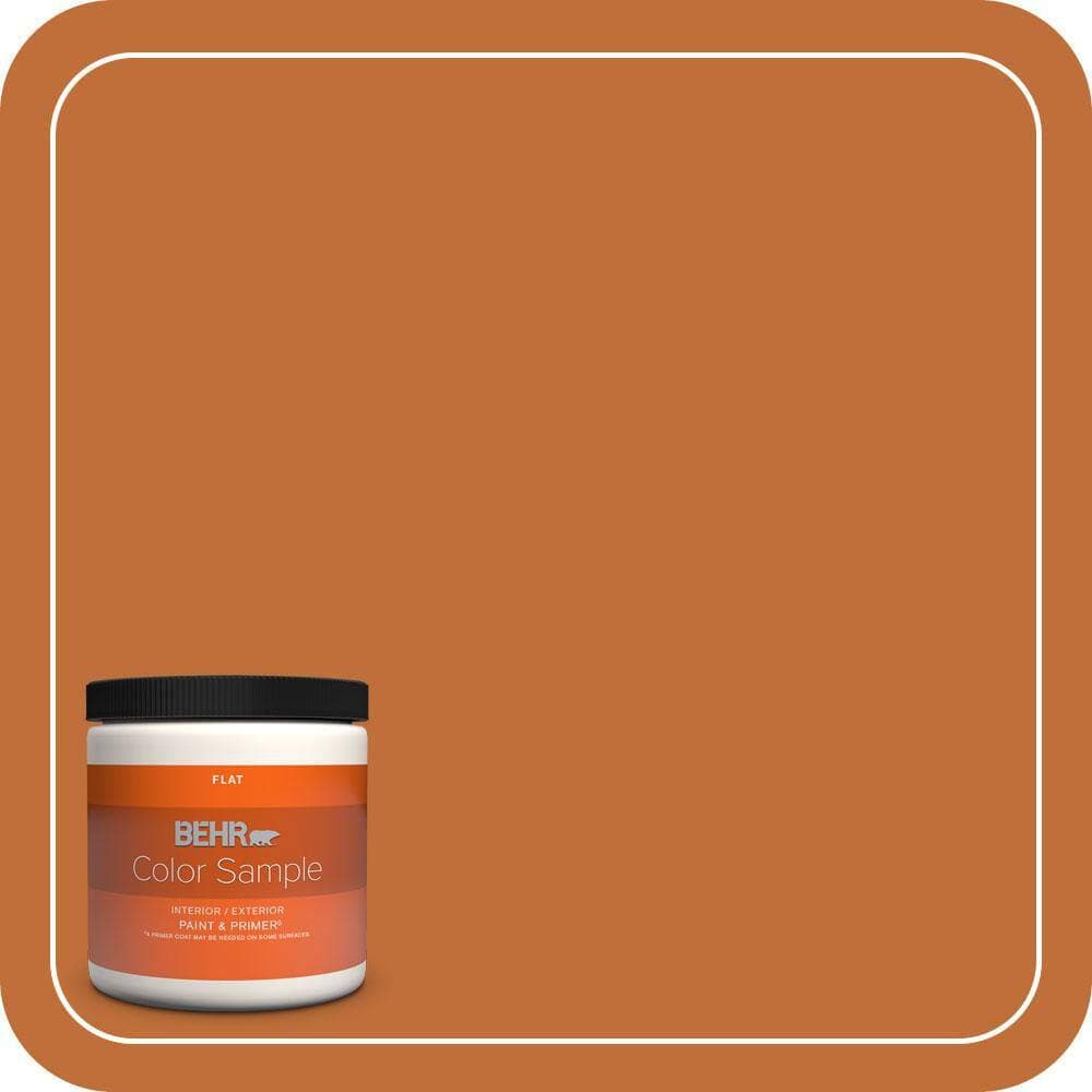 BEHR PREMIUM PLUS 8 oz. #S-H-260 Tiger Stripe Flat Interior/Exterior Paint & Primer Color Sample