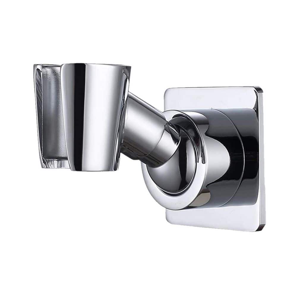 Wudkey 1-Piece Brass Shower Head Holder in Polished Chrome, Wall Mount Adjustable Handheld Brass Shower Head Bracket (1)