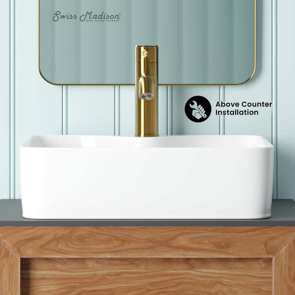 Swiss Madison Rennes 19 in. Vessel Sink in Glossy White (2)