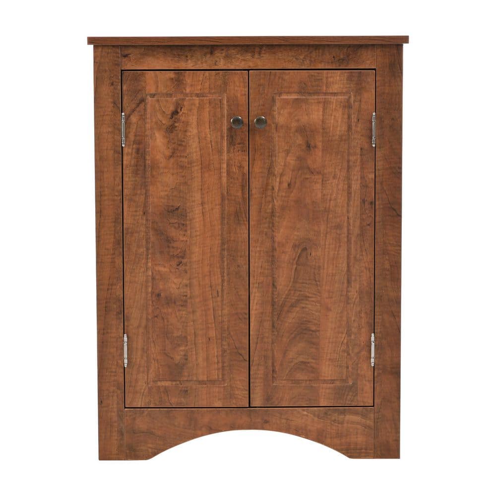 YSQCAR 23.6 in. W x 17.2 in. D x 31.5 in. H Brown MDF Freestanding Triangle Linen Cabinet with Door, Adjustable Shelf (1)