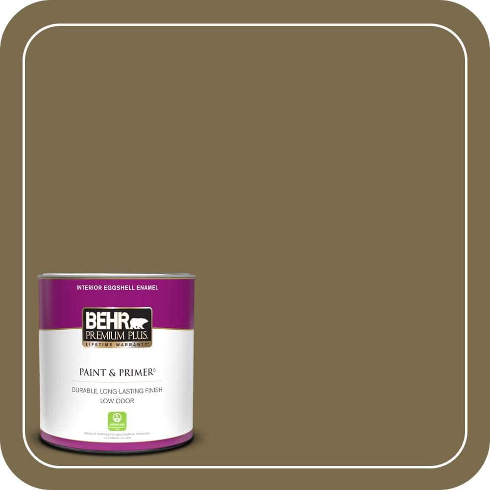 BEHR PREMIUM PLUS 1 qt. #PPU8-01 Olive Eggshell Enamel Low Odor Interior Paint & Primer