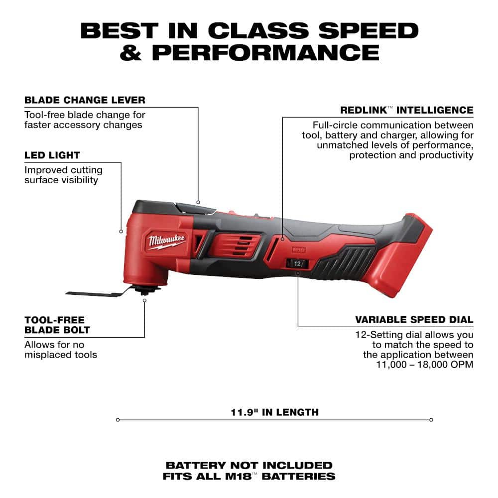 Milwaukee M18 18V Oscillating Multi-Tool Kit w/ 2Ah Battery, Charger with 8-Pc OMT Blade Kit (3)