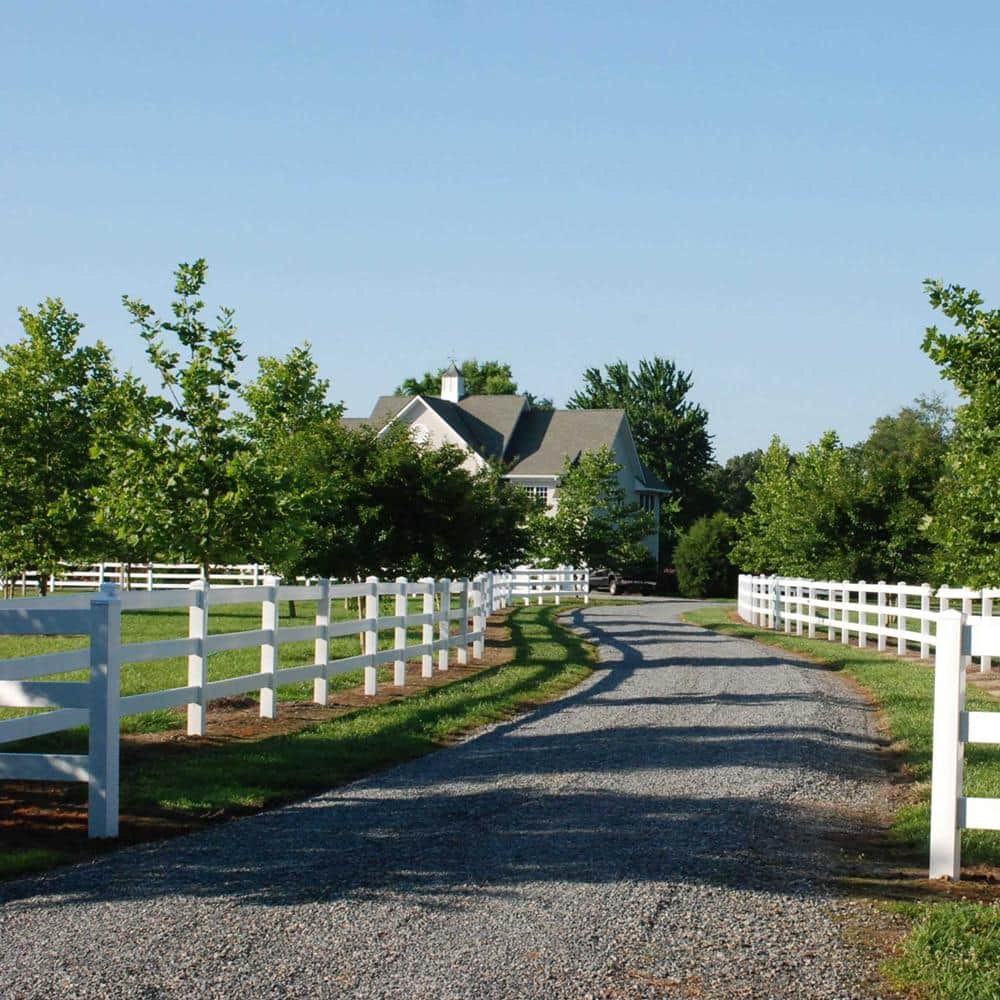 Weatherables 5 in. x 5 in. x 6.5 ft. 3-Rail Vinyl Fence Post EZ Pack (2)