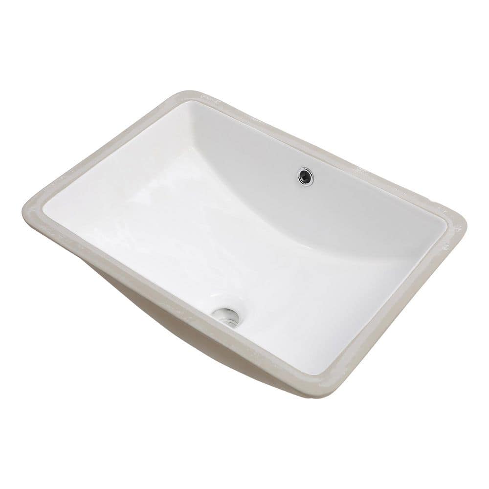 Unbranded 21 in. x 14 in. Rectangular Undermount Bathroom Sink in White Ceramic for Bath, Living Room (1)