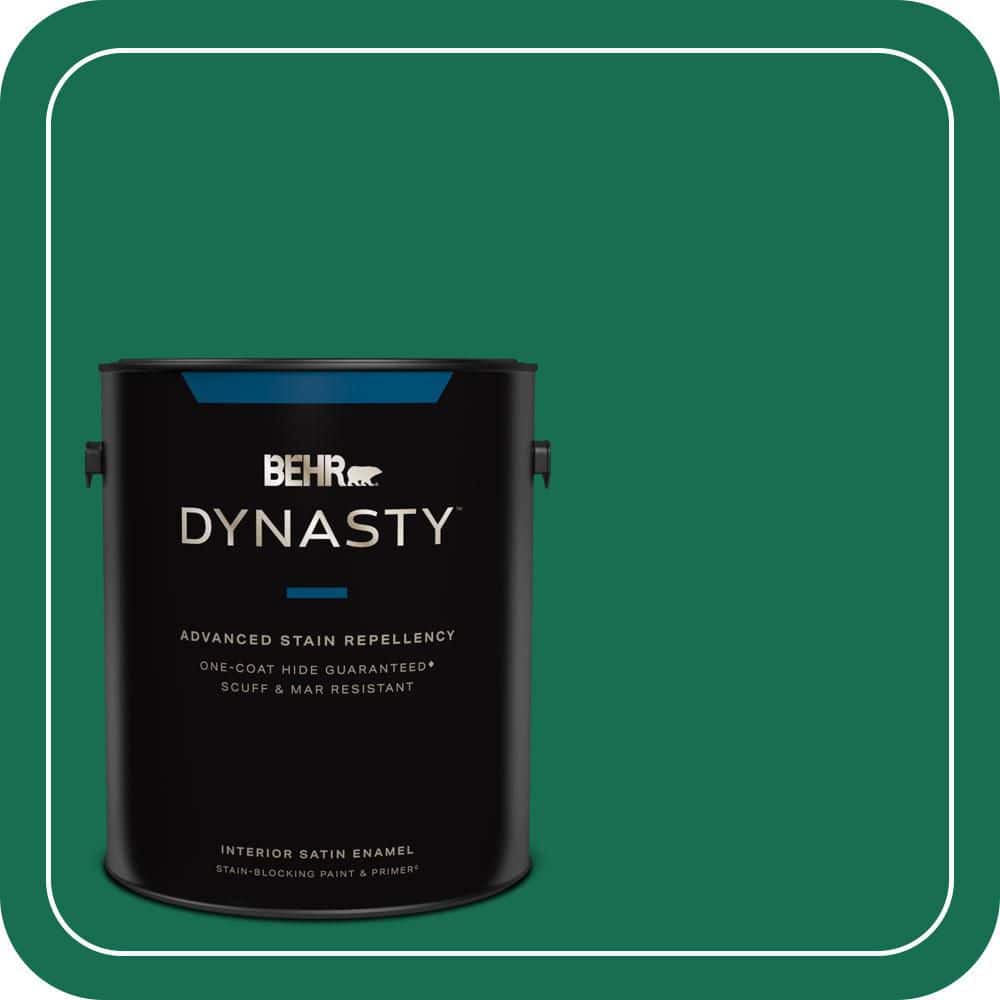 BEHR DYNASTY 1 gal. #S-H-470 Precious Emerald Satin Enamel Interior Stain-Blocking Paint and Primer