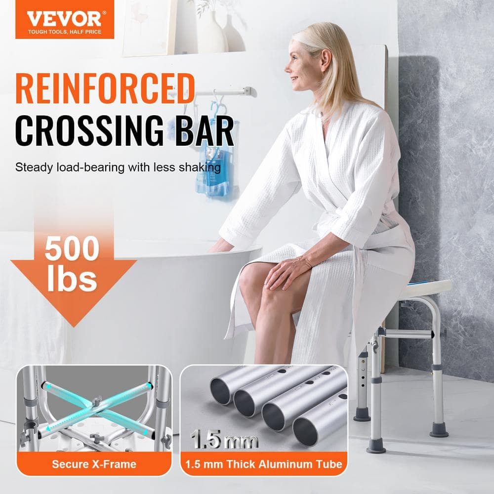 VEVOR Shower Chair for Inside Shower Adjustable Stool Crossbar Supportfor Elderly Non-Electric Waterless Toilet 2025 update (2)