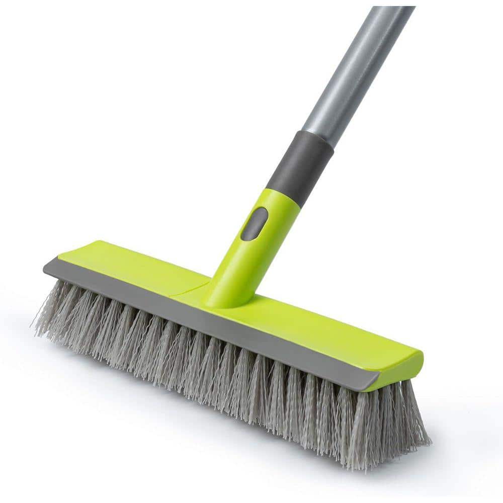 KIWDZFU 57 in. Handle 2-in-1 Floor Scrub Brush Scrape Stiff Bristle Deck Brush for Concrete Patio Garage Carpet Kitchen Bathroom (1)