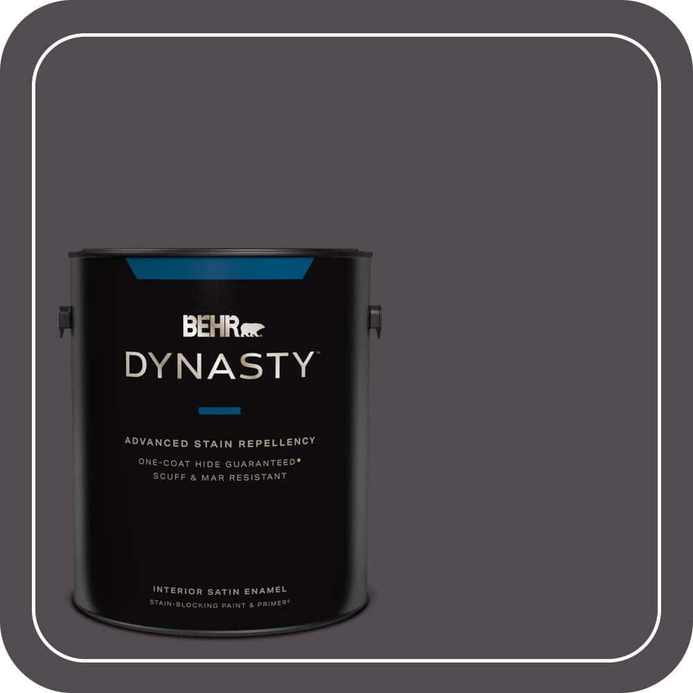 BEHR DYNASTY 1 gal. #N570-7 Black Elegance One-Coat Hide Satin Enamel Interior Stain-Blocking Paint and Primer