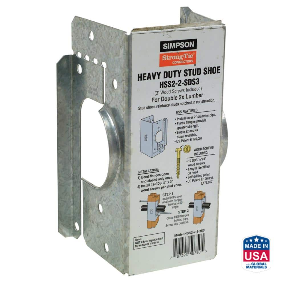 Simpson Strong-Tie HSS Galvanized Stud Shoe for Double 2x Nominal Lumber, with Strong-Drive SDS Screws (1)
