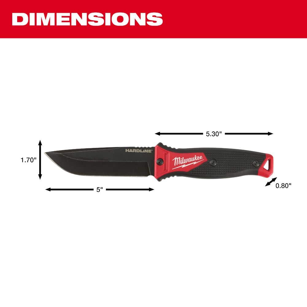 Milwaukee 5 in. Hardline AUS-8 Steel Fixed Blade Knife with Compact Jobsite Knife Sharpener (2-Piece) (3)