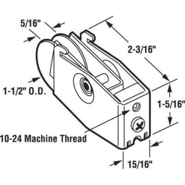 Prime-Line Sliding Door Roller Assembly, 1-1/2 in. Plastic Wheel, Steel Ball Bearings, Grooved Edge, Northrup (2)