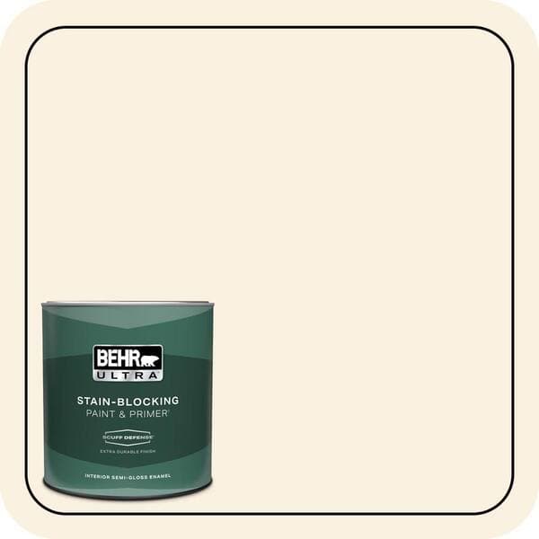 BEHR ULTRA 1 qt. #W-F-300 Cotton Whisper Extra Durable Semi-Gloss Enamel Interior Paint & Primer (2)