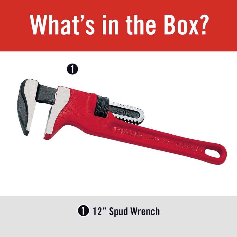 RIDGID 12 in. Spud Wrench Plumbing Pipe Tool with Smooth, Narrow Jaws for 3/8 in. to 2-5/8 in. Pipe Capacity (2)