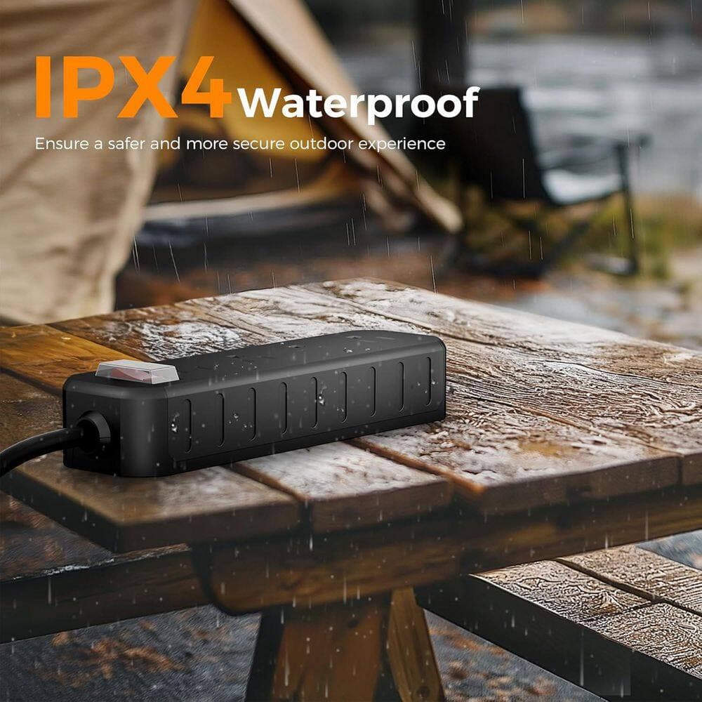 Lukyamzn Outdoor Power Strip Weatherproof 50 ft. Extension Cord Waterproof Surge Protector 1250W Shockproof Overload Protection (3)