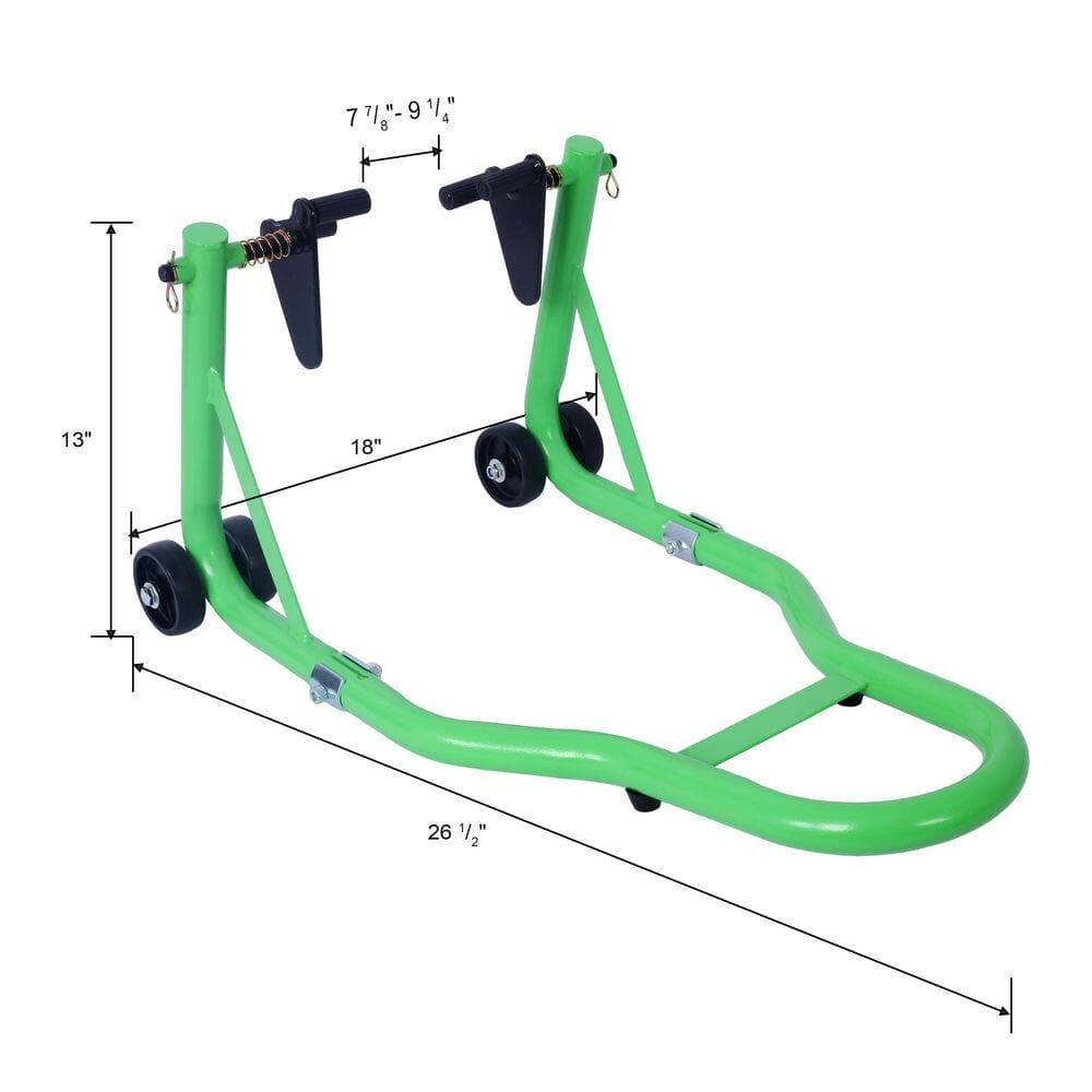Amucolo Green Motorcycle Stand 1000 lb. Sport Bike Front and Rear Wheel Lift Swingarm Paddock Stands (2)