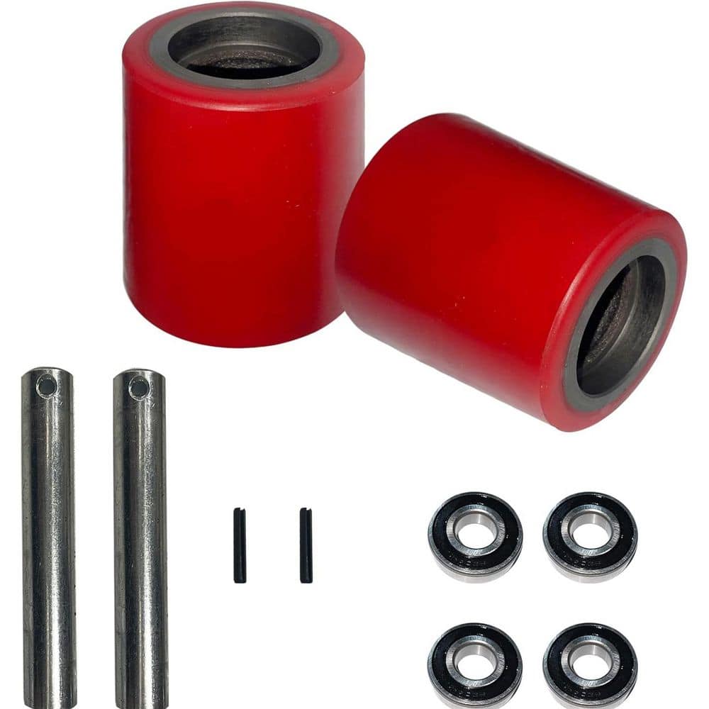 TORY CARRIER 3 in. x 3.66 in. Red PU Roller Wheels with ID 0.78 in. Sealed Precision Bearings for Pallet Jack (1)