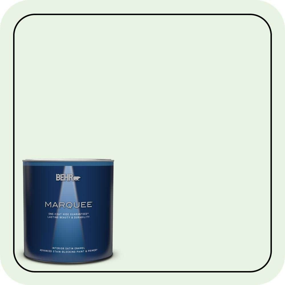 BEHR MARQUEE 1 qt. #450C-1 Dinner Mint Satin Enamel Interior Paint & Primer
