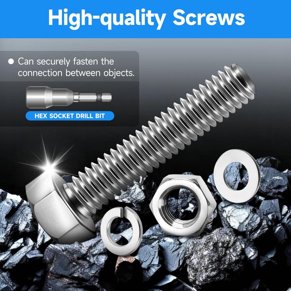 MarySino 5/16 in. -18 x 1 in. 304 Stainless Steel Hex Bolt (12-Pack) (3)