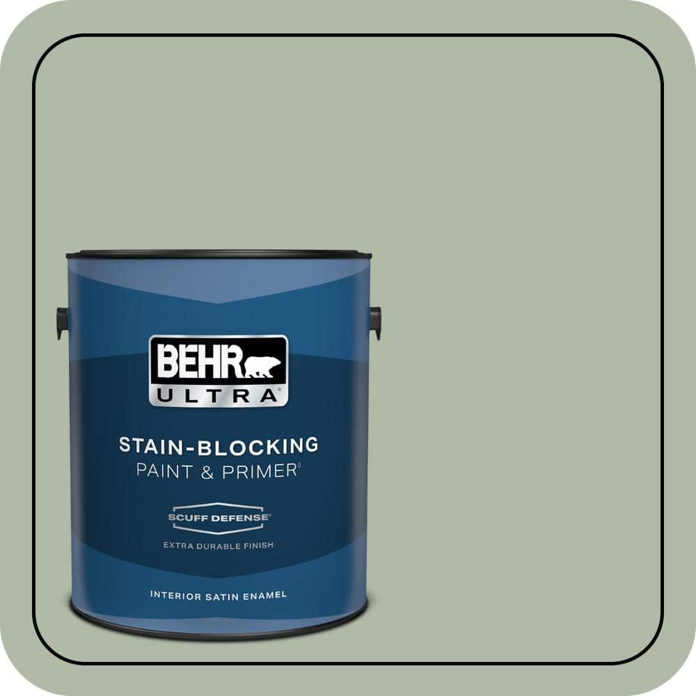 BEHR ULTRA 1 gal. #N390-3 Jojoba Extra Durable Satin Enamel Interior Paint & Primer