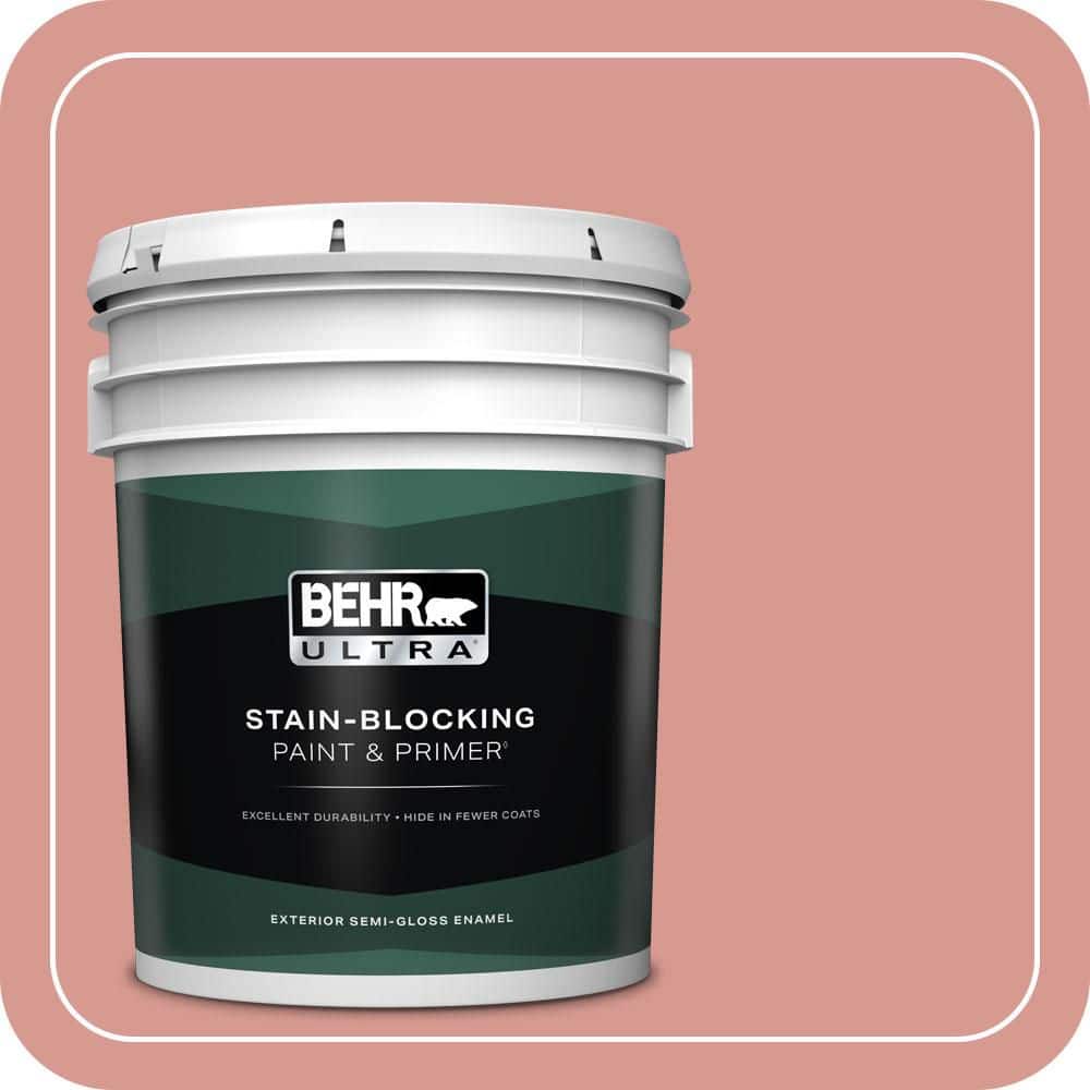 BEHR ULTRA 5 gal. #T13-15 Shanghai Peach Semi-Gloss Enamel Exterior Paint & Primer