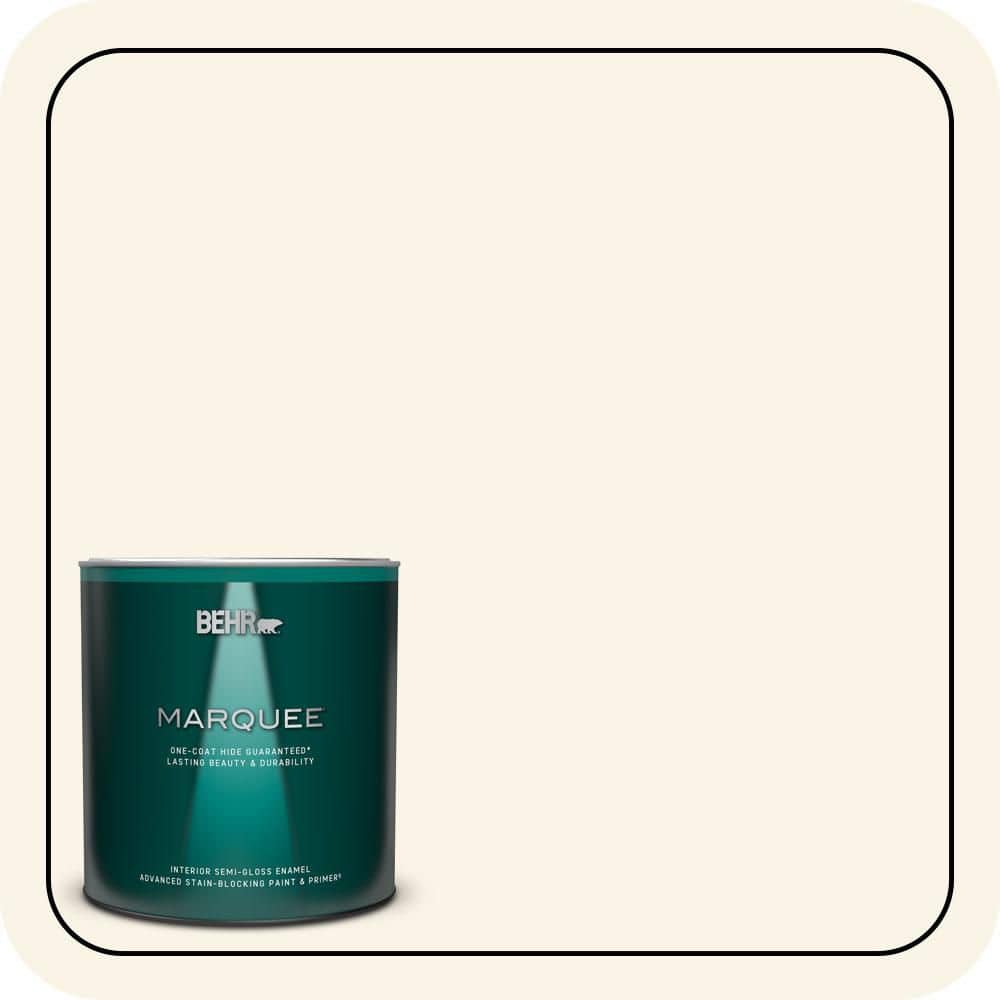 BEHR MARQUEE 1 qt. #W-D-400 Cotton Fluff Semi-Gloss Enamel Interior Paint & Primer