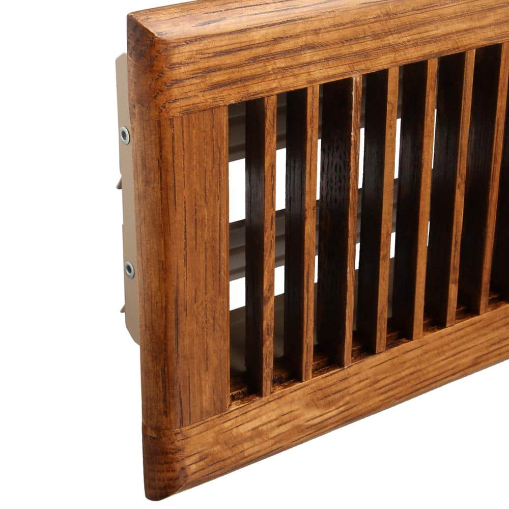 Hampton Bay Oak Wood 4 in. 12 in. 2-Way Wooden Floor Register Medium Finished (3)