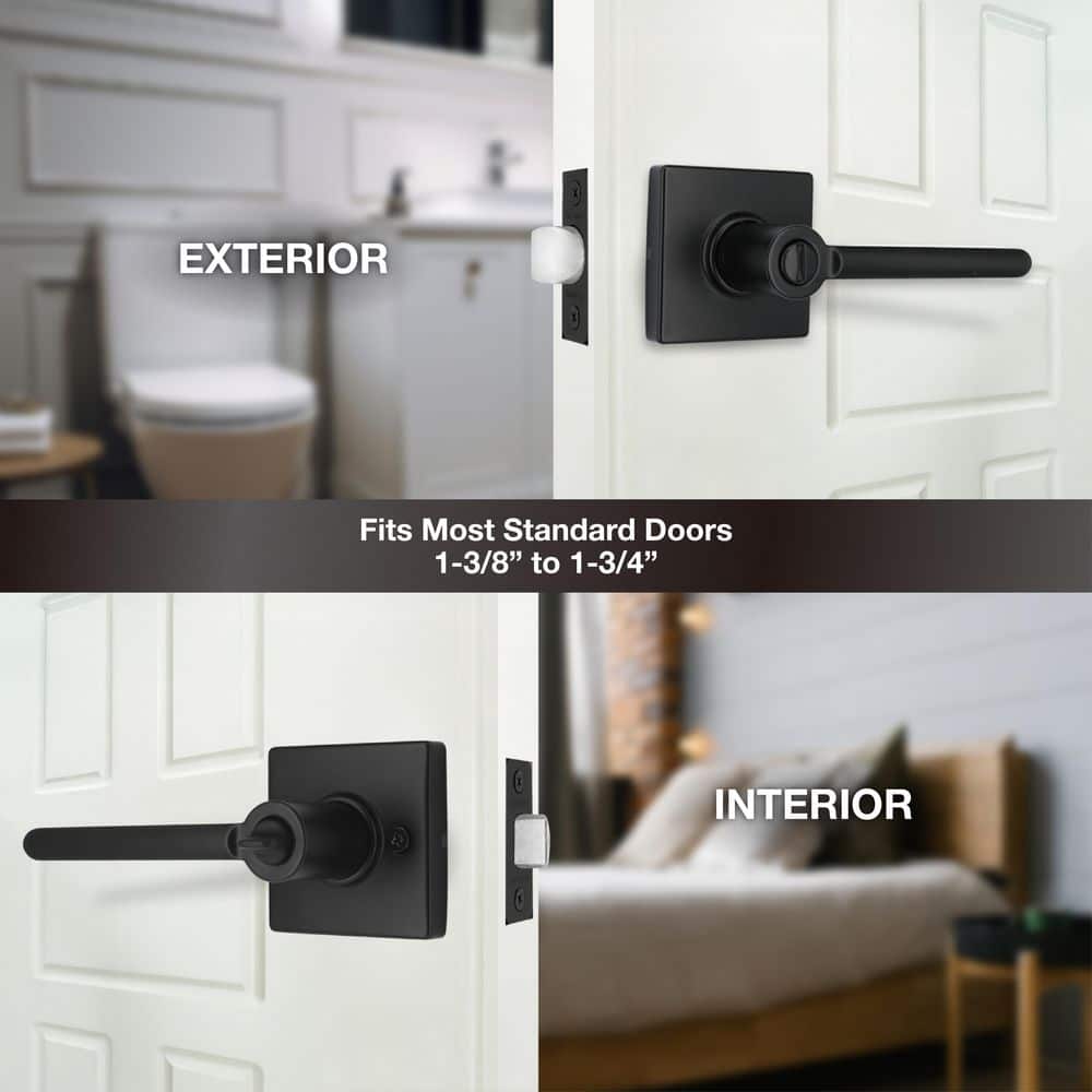 Defiant Tonebridge Matte Black Bed/Bath Door Handle with Square Rose (3)