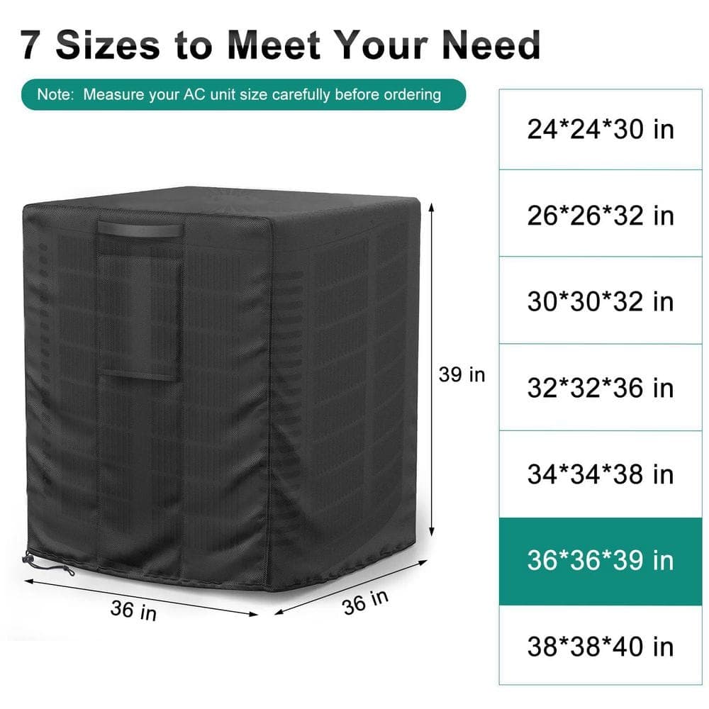 Numhew 1-Pack Black 420D Oxford Fabric Waterproof AC Unit Cover, Heavy Duty with Vent and Drawstring, All Weather Protection (2)