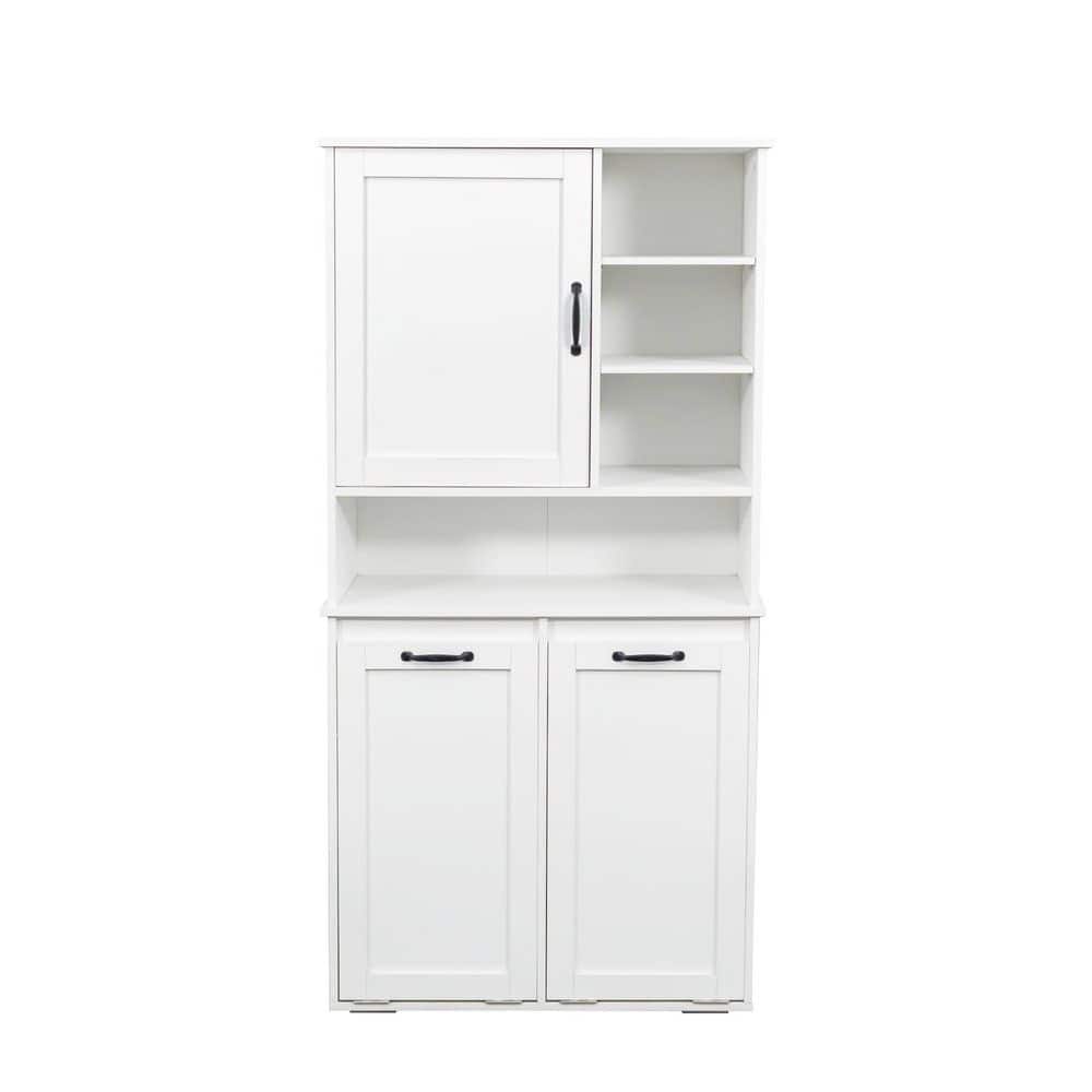 Siavonce 16 in. W x 36 in. D x 63 in. H Freestanding Large Capacity Linen Cabinet with Doors and Adjustable Shelves, White (1)