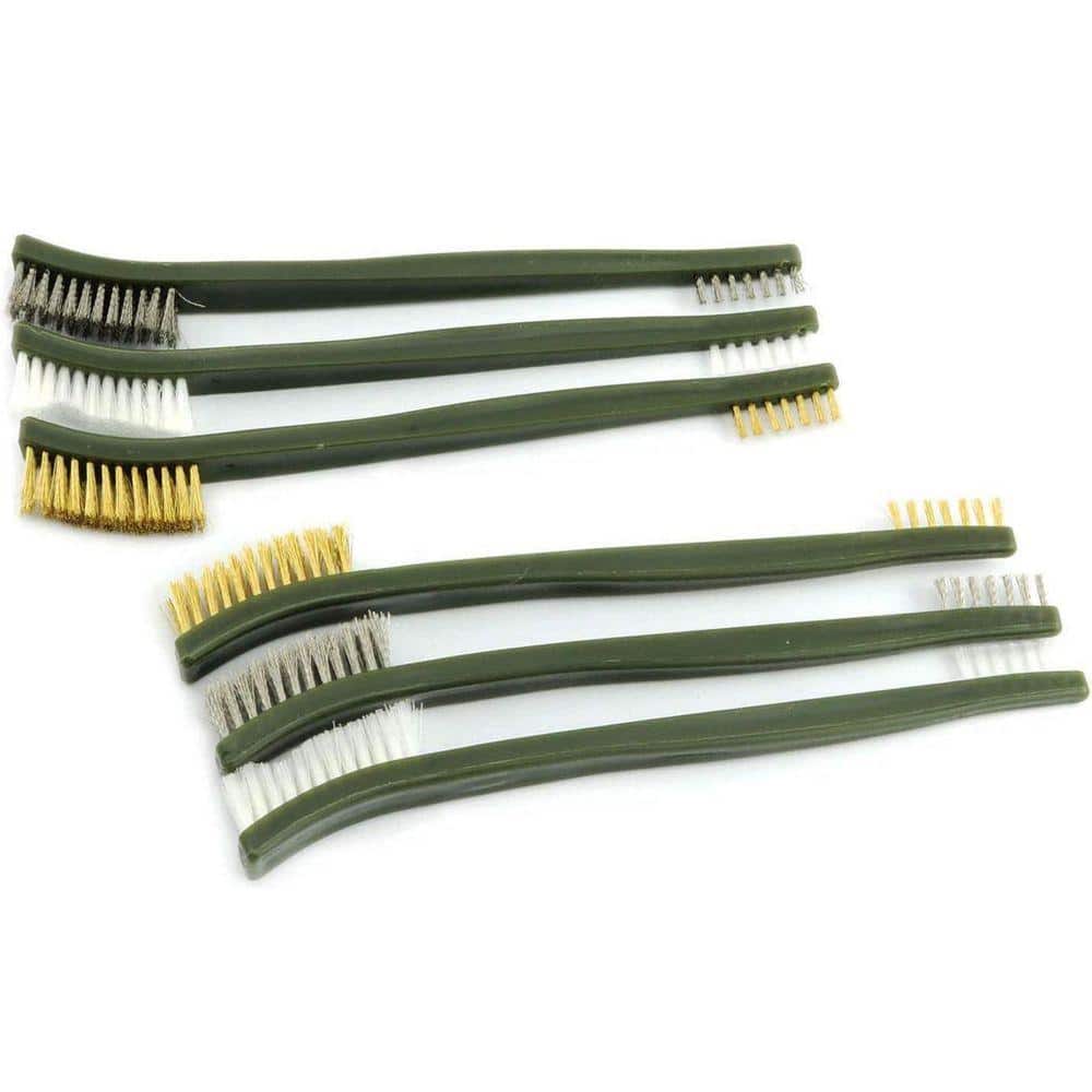 KIWDZFU Double-Ended Cleaning Brushes Set 2-Stainless Steel 2-Brass 2-Nylon 6-Pack for Polishing and Metal Cleaning (1)