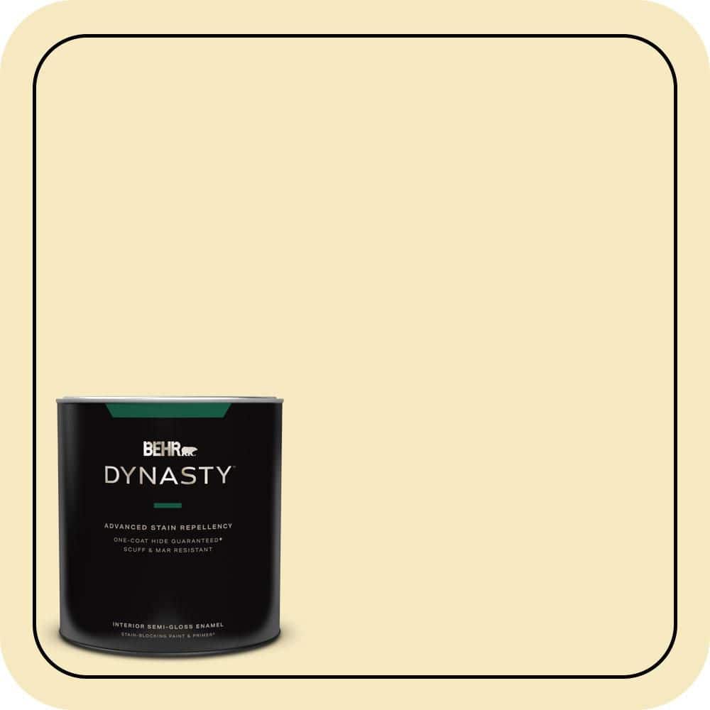 BEHR DYNASTY 1 qt. #T15-9 Dandelion Tea Semi-Gloss Enamel Interior Stain-Blocking Paint and Primer