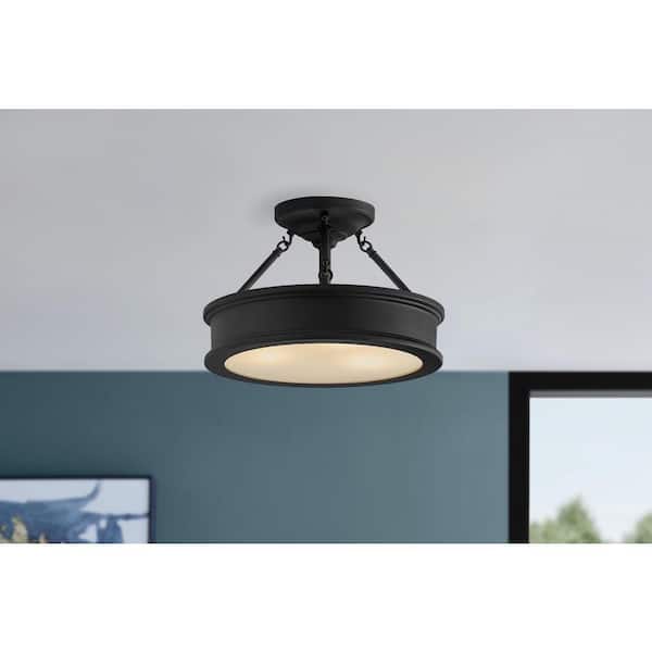 Home Decorators Collection Grafton 15 in. 3-Light Coal Semi-Flush Mount Ceiling Light
