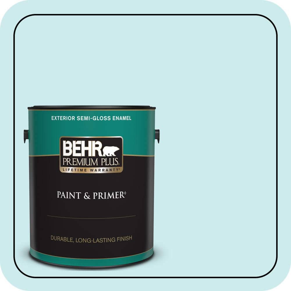 BEHR PREMIUM PLUS 1 gal. #520C-2 Fountain Spout Semi-Gloss Enamel Exterior Paint & Primer